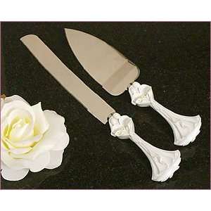   and Groom with Calla Lily Bouquet Cake and Knife Set: Kitchen & Dining