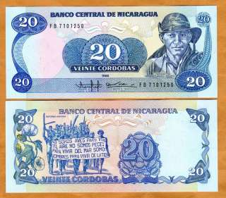 Nicaragua, 20 Cordobas, 1985 (1988), P 152, UNC  