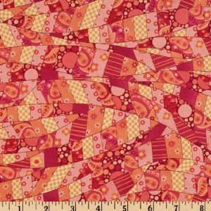  44 Wide Whimsyland Patchwork Orange\Fuchsia Fabric By 