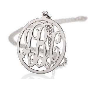   Monogram Necklace Sterling Silver Personalized Name Necklace: Jewelry