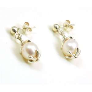  925 Silver Pearl Drop Earrings: Jewelry