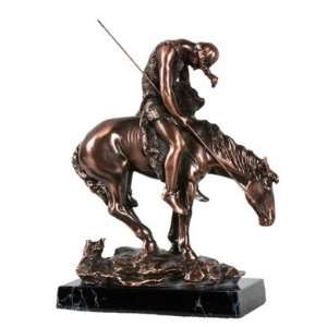  Cowboy Riding Horse End of the Trail Statue, 13 inches H 
