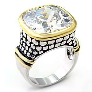   Inspired CZ Rings   Two Tone Designer White CZ Ring   Size 10 Jewelry