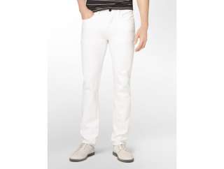 calvin klein mens straight leg double indigo white jeans  