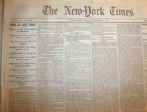20 1865 NY Times newspapers Confederate Henry Wirz on Trial 