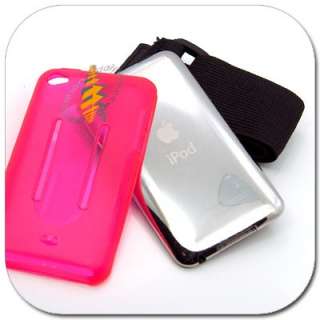 PINK TPU GEL SKIN CASE+ARMBAND iPod Touch 4th Gen 4G 4  