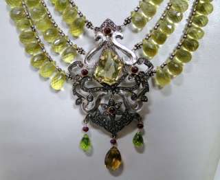 Victorian topaz diamond ruby silver necklace jewelry  