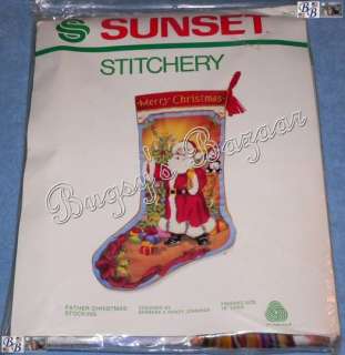 Sunset FATHER CHRISTMAS Santa Crewel Stocking Kit  