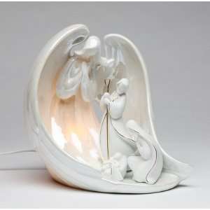    Angel Holy Family Porcelain Lighted Nativity Scene