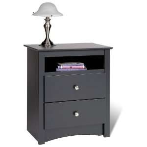  PrePac Sonoma 2 Drawer Tall Night Stand with Open Cubbie 