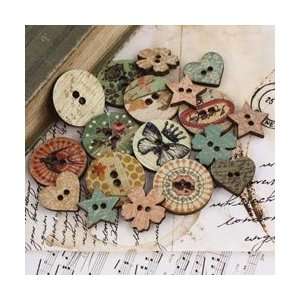  Prima Songbird Wood Buttons; 3 Items/Order Arts, Crafts 