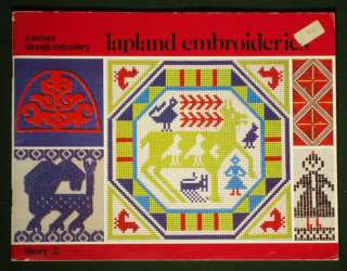   Embroidery pattern ethnic folk art textile Finnish Swedish reindeer