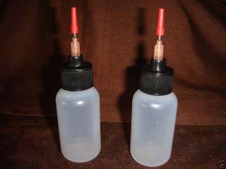 Two 1oz plastic bottles w/needle tip, BEST QUALITY  