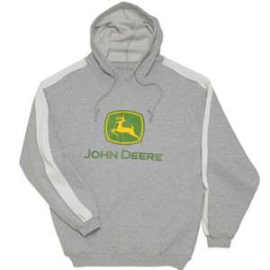 John Deere Grey Hooded Sweatshirt w/ White Stripe  