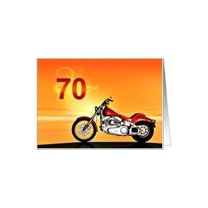  70th birthday with a motorcycle by a sunset ocean Card 