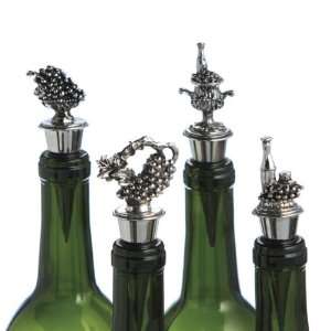   Of 8 Silver Grapes And Wine Themed Bottle Stoppers