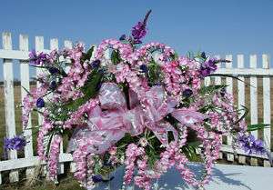 Cemetery Flowers Tombstone Saddles Pink Arrangement  