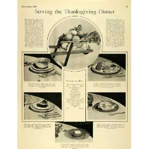  1927 Article Thanksgiving Dinner Menu Vegetable Fruit 