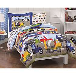 Trucks and Tractors 5 piece Twin size Bed in a Bag with Sheet Set 