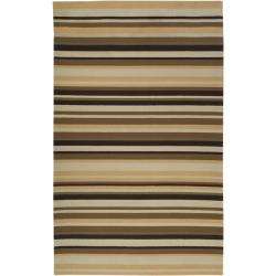 Hand hooked Bliss Chocolate/ Brown Striped Rug (8 x 10)  Overstock 