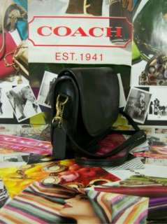   ! Rare VTG Black COACH Flap Bag Purse Handbag Leather Shoulder  
