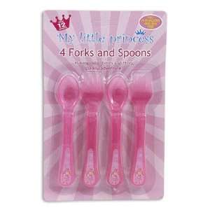  4pc Plastic Little Princess Spoons and Forks Set Baby
