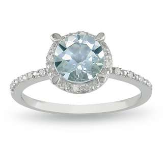 Sterling Silver Aquamarine and Diamond Accent Ring  Overstock