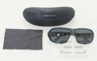 Giorgio Armani Navy Blue & Silver Shield Sunglasses GA 451/S  
