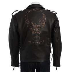 Mens Leather Retro Eagle Jacket  Overstock