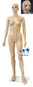 Female Mannequin F3, Fleshtone Plastic w/ Base & Wig  