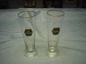 Diebels 0.2 L SQHM beer glasses 8 1/2 Tall Gold Trim  