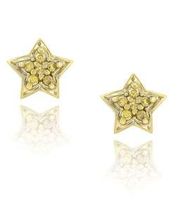 18k Gold Overlay 1/8ct TDW Diamond Star Earrings  