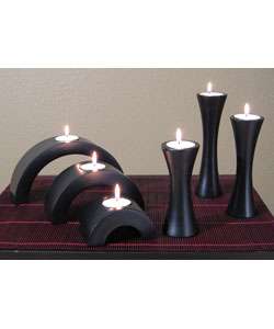 Zen Black Candle Holders (Set of 6)  