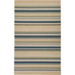 Hand hooked Bliss Pale Yellow Striped Rug (5 x 8)  