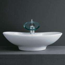 DeNovo Porcelain Oval Tapered Bathroom Vessel Sink and Chrome 