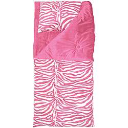 Microplush Pink/ White Zebra Print Sleeping Bag  Overstock
