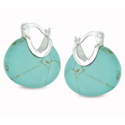 Sterling Silver Turquoise Hoop Earrings  Overstock