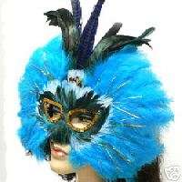 NEW Turquoise Marabou FEATHER MASK Masquerade carnival  