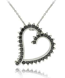 Sterling Silver 1ct Black Diamond Heart Necklace  