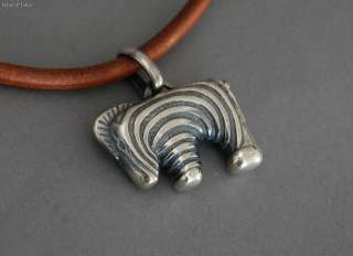 Authentic HERMES ZEBRA Pendant Necklace Sterling Silver 925 Brown 