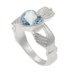 Sterling Silver Blue Topaz Claddagh Ring  Overstock