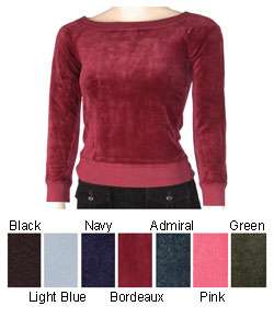 Juicy Couture Long sleeve Boat Neck Velour Top  