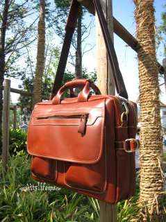   Cowhide Leather messenger bag Briefcases BAG Laptop Mens Brown  