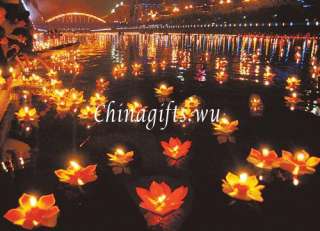 Paper Lotus Flower Floating candle Lanterns Wish Lamp  
