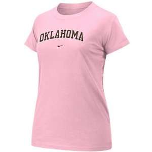  Nike Oklahoma Sooners Ladies Pink Arch Crew T shirt 