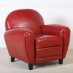 David Red Bonded Leather Club Chair  