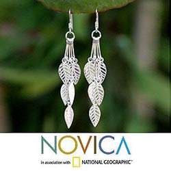 Sterling Silver Leaf Chimes Earrings (Thailand)  