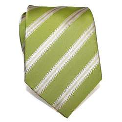 Luzzario & Co Mens Silk Lime Striped Tie  Overstock