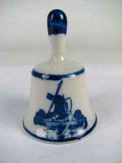 ANTIQUE DESIGNER Ceramic Blue White Delft Vintage Bell  
