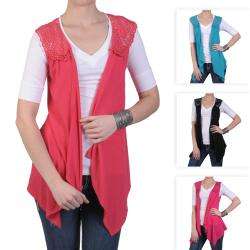   Collection Womens Open Front Crochet Detail Vest  Overstock